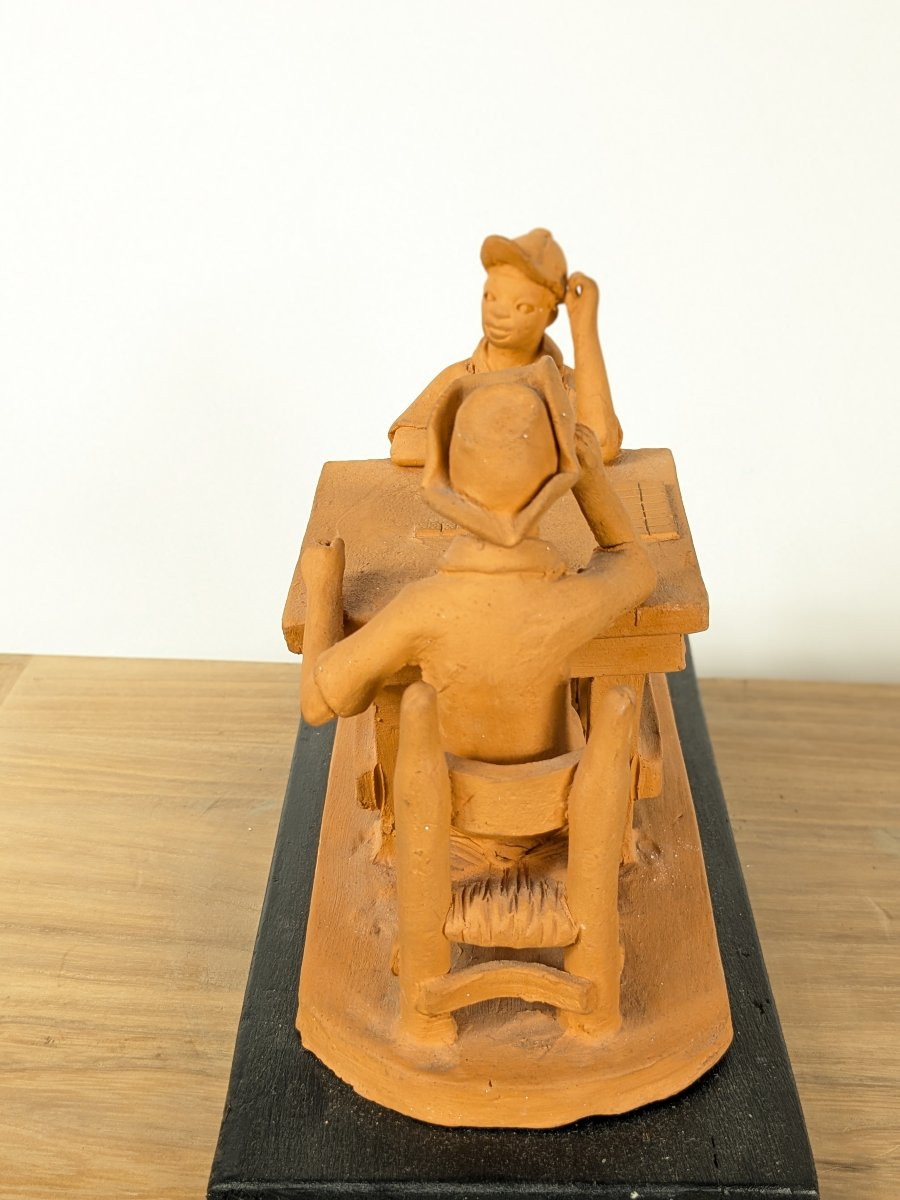 Domino Players - Terracotta Circa 1950 Colonial Work-photo-3