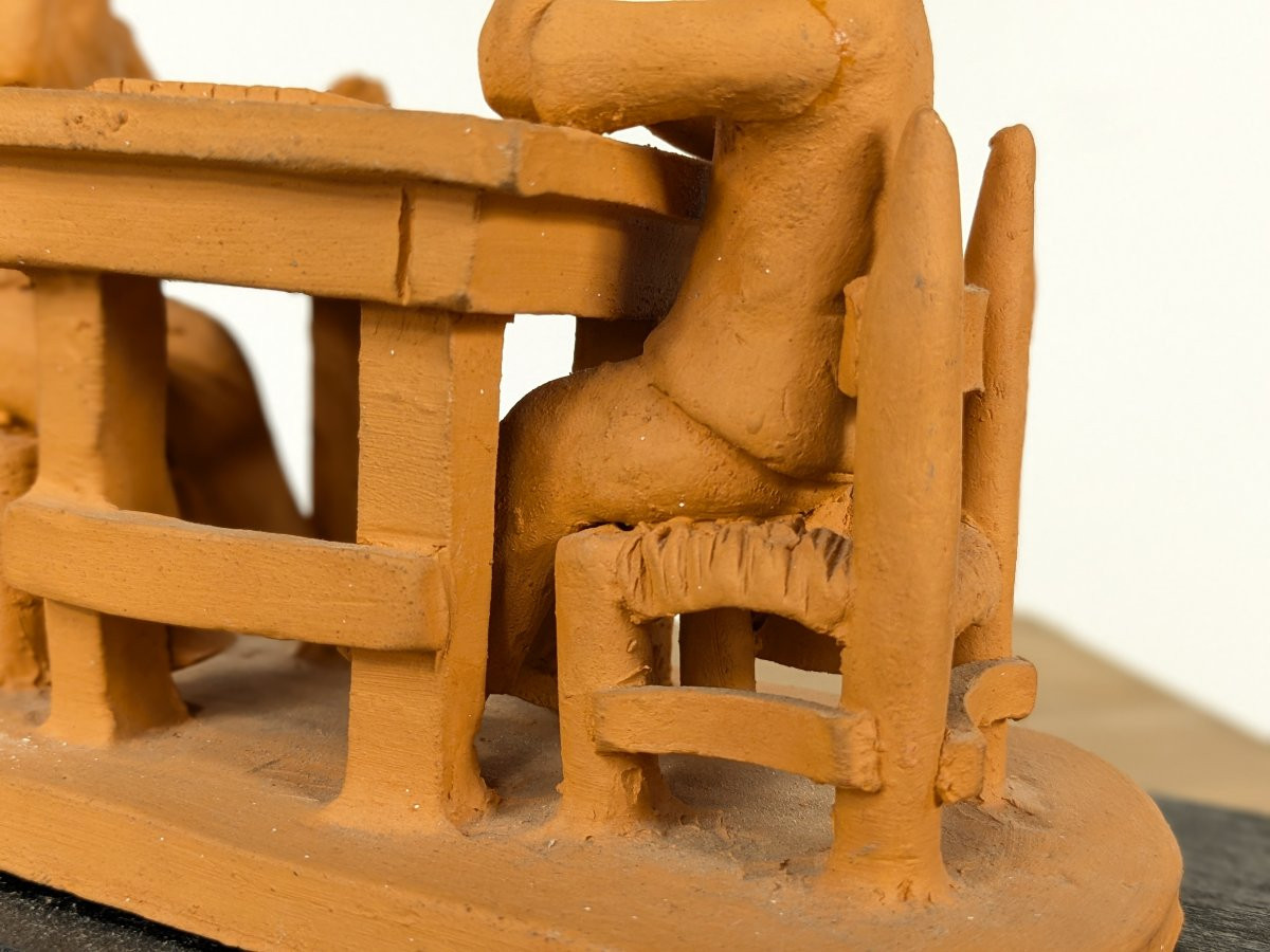 Domino Players - Terracotta Circa 1950 Colonial Work-photo-6