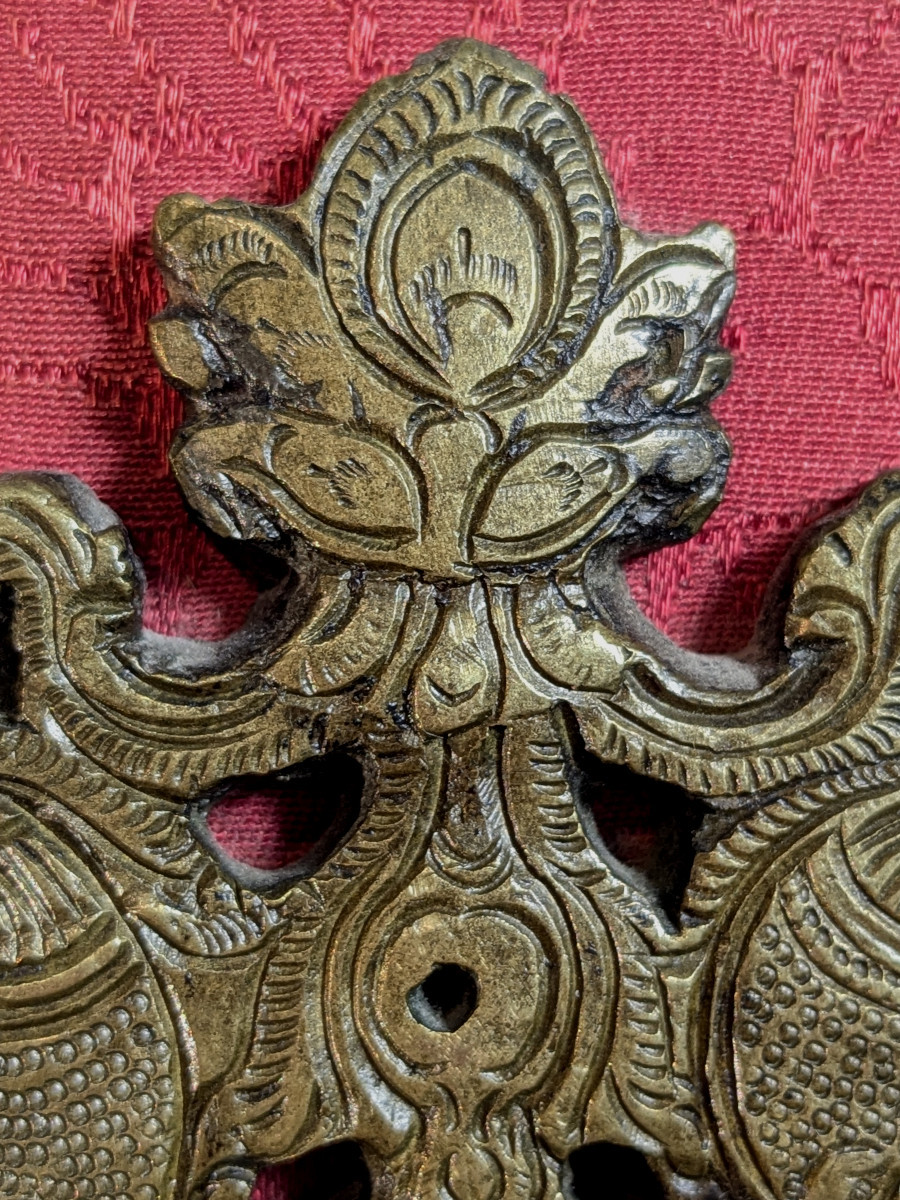 Serrure &agrave; d&eacute;cor de  chim&eacute;res et perroquets - bronze Inde Rajasthan XVIIIe - n&deg;1-photo-1