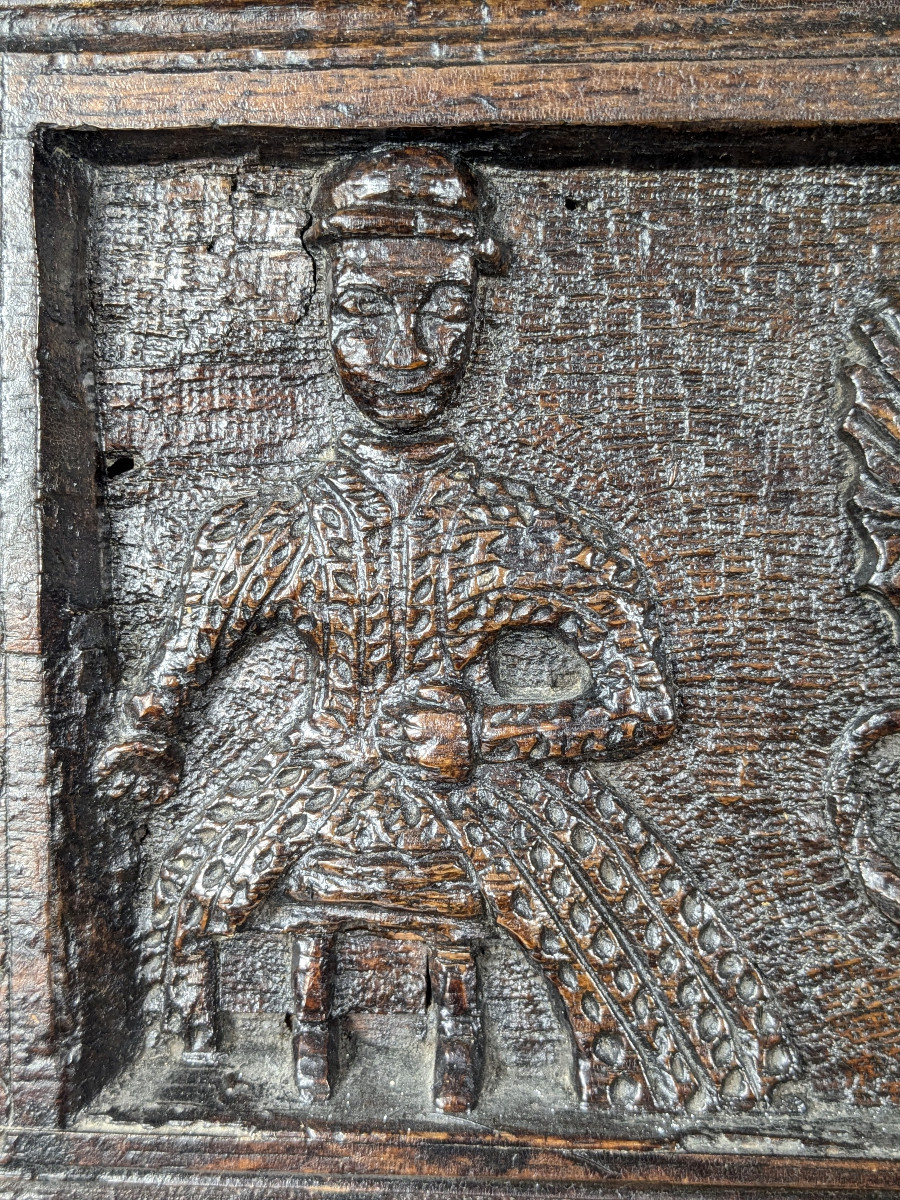 Tudor Period Relief - Coat Of Arms - Dragon - Lion - Allegory Of Power. Circa 1560-1600-photo-3