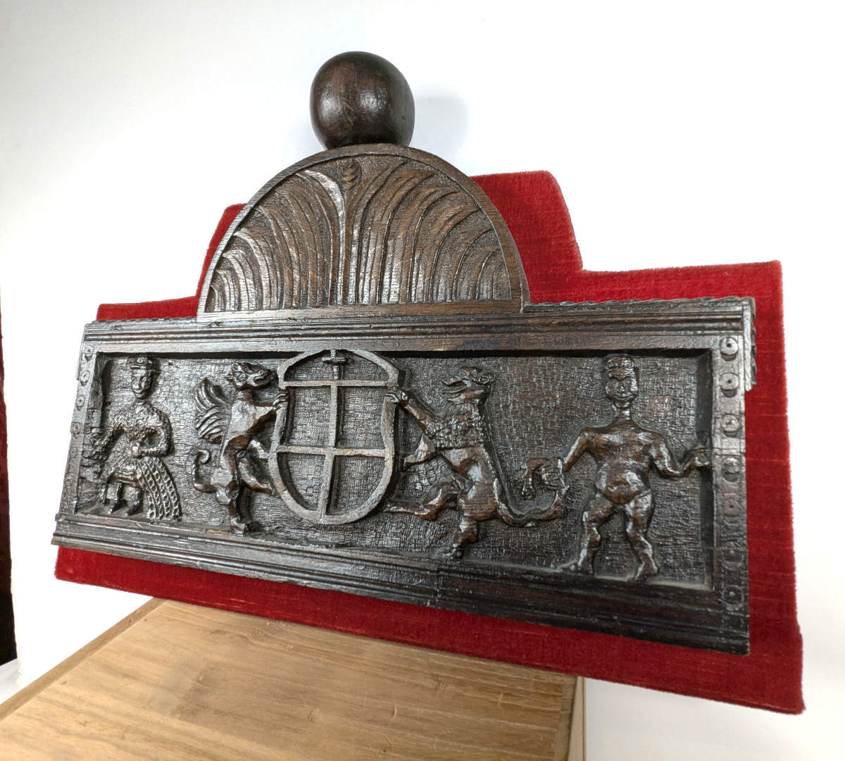 Tudor Period Relief - Coat Of Arms - Dragon - Lion - Allegory Of Power. Circa 1560-1600-photo-7