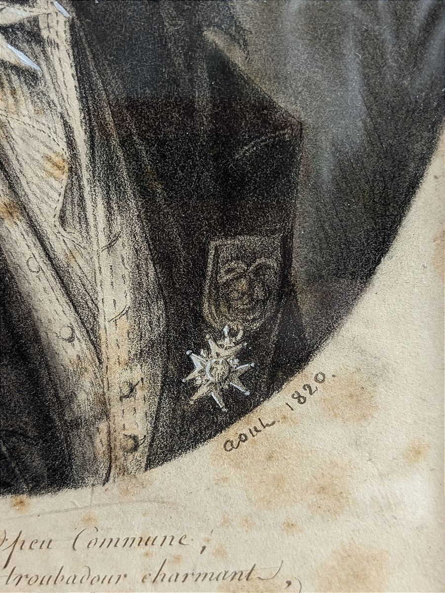 Portrait d'un membre de l'Ordre de Saint Michel - fusain 1820-photo-4
