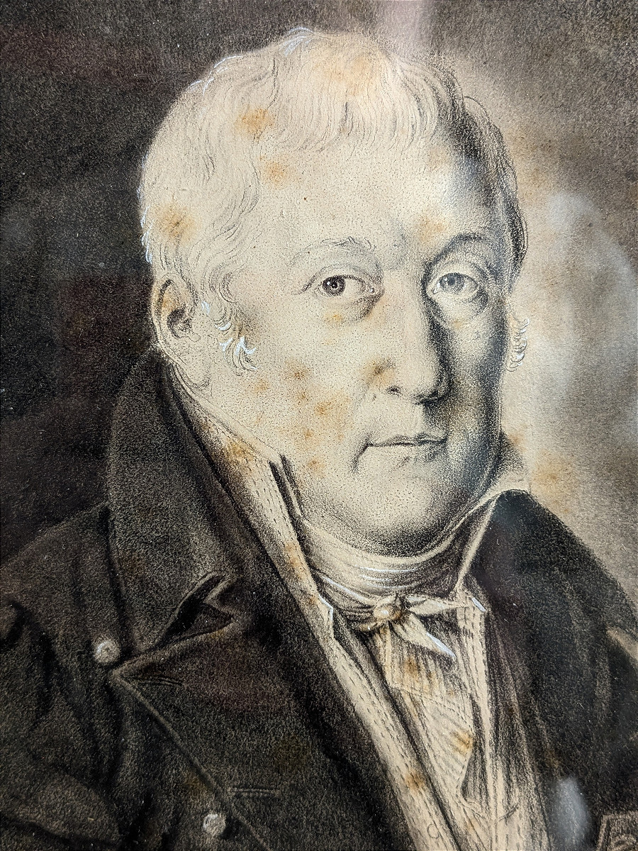 Portrait d'un membre de l'Ordre de Saint Michel - fusain 1820-photo-2