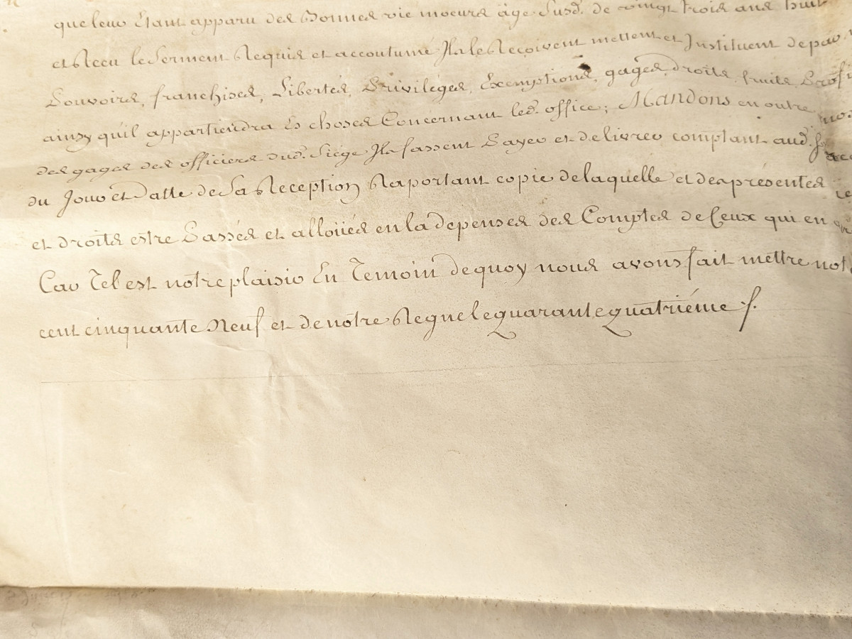 Lettres de provision d'office de Jacquet de la Douai 1737-94 - parchemin 1759-photo-3