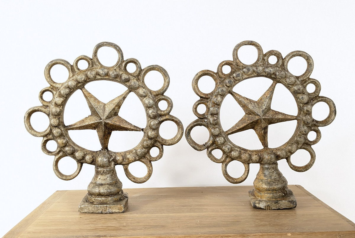 Ridge Elements With Solar Symbols And Putti - Lead - 18th Century-photo-2