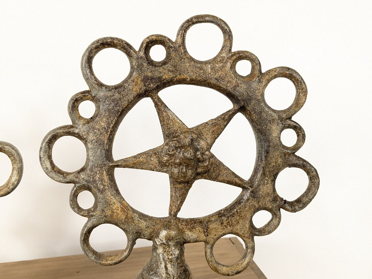 Ridge Elements With Solar Symbols And Putti - Lead - 18th Century-photo-1