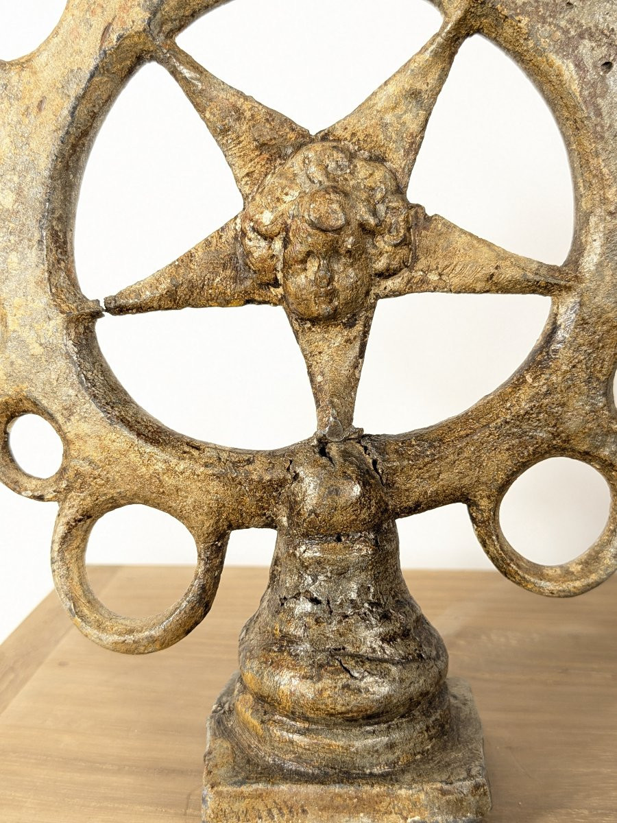 Ridge Elements With Solar Symbols And Putti - Lead - 18th Century-photo-3