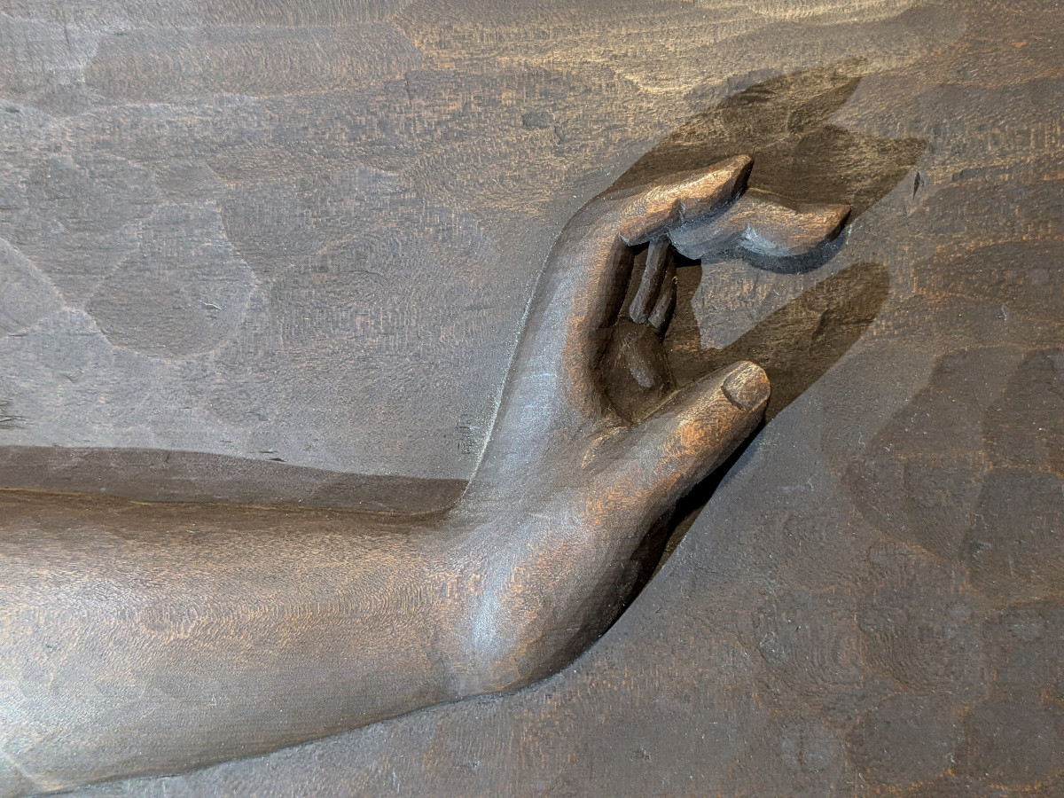 Nu allongé - bois taille directe, dans le goût de Maillol - circa 1950-60 #91-photo-2