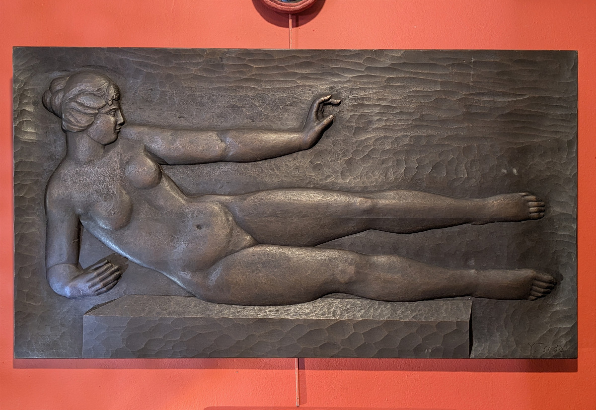 Nu allongé - bois taille directe, dans le goût de Maillol - circa 1950-60 #91