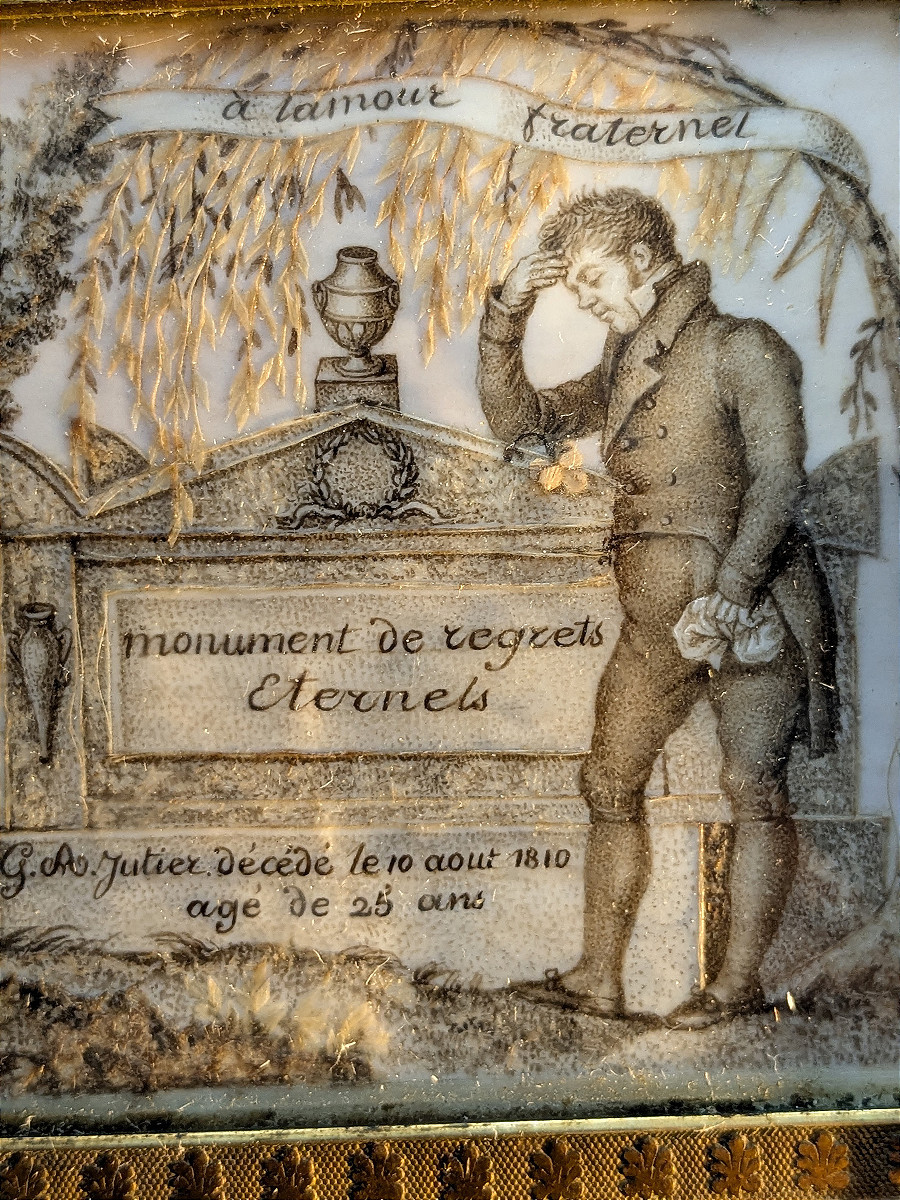 Brotherly Funeral Souvenir 1810 - Hair Frame - Jutier Family (king's Advisor)-photo-4