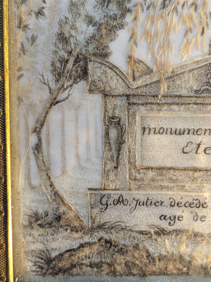 Brotherly Funeral Souvenir 1810 - Hair Frame - Jutier Family (king's Advisor)-photo-2