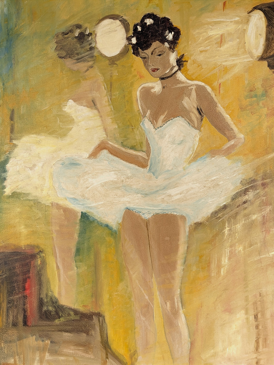 Danseuse - feux de la rampe  - huile circa 1950-60-photo-2