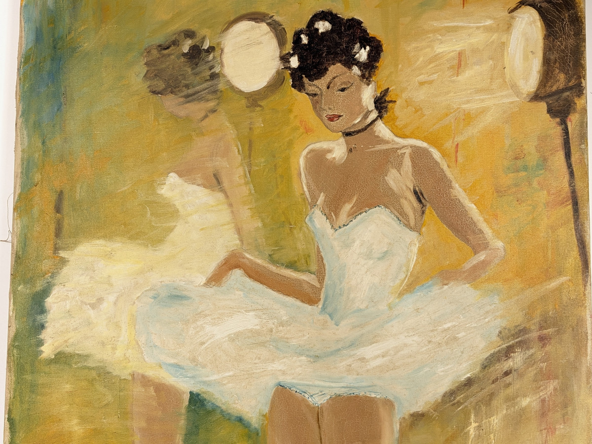 Danseuse - feux de la rampe  - huile circa 1950-60-photo-3
