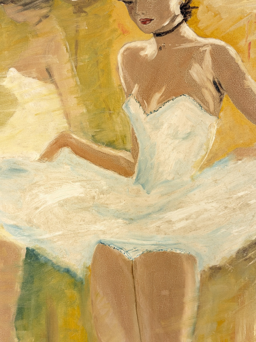 Danseuse - feux de la rampe  - huile circa 1950-60-photo-3