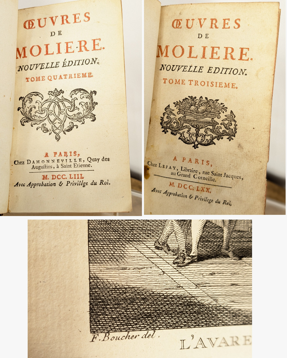 Oeuvres de Molière - gravures de François boucher - 8 volumes 1753 -photo-4