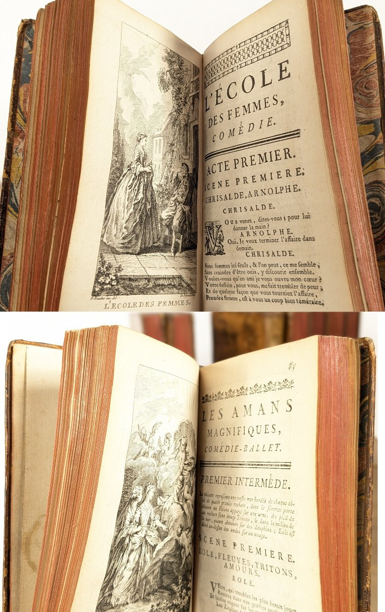 Oeuvres de Molière - gravures de François boucher - 8 volumes 1753 -photo-4