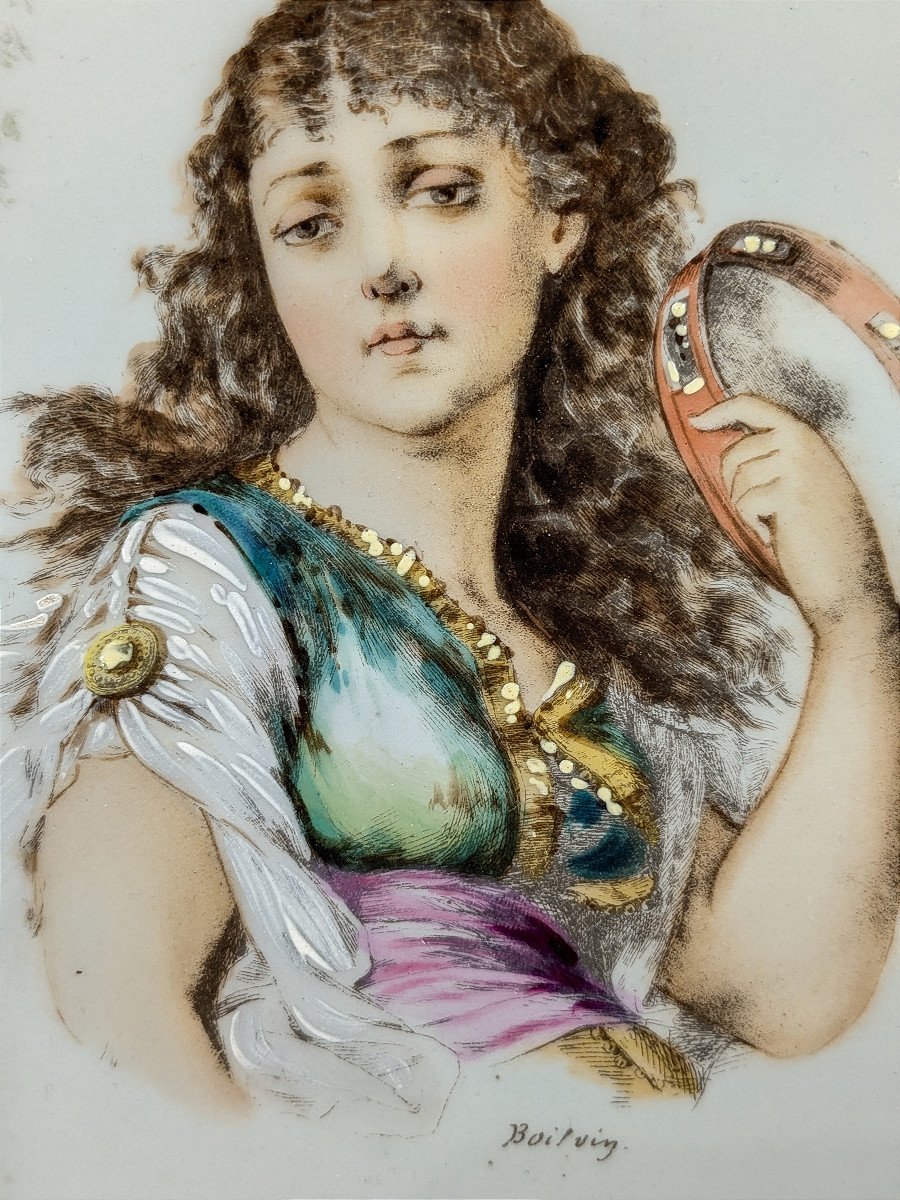 Compotier porcelaine Haviland  circa 1900 - décor gitane-photo-2