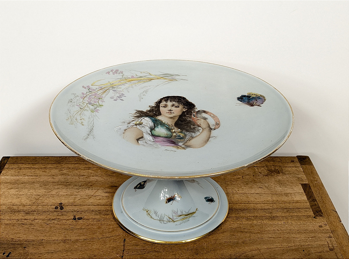 Compotier porcelaine Haviland  circa 1900 - décor gitane