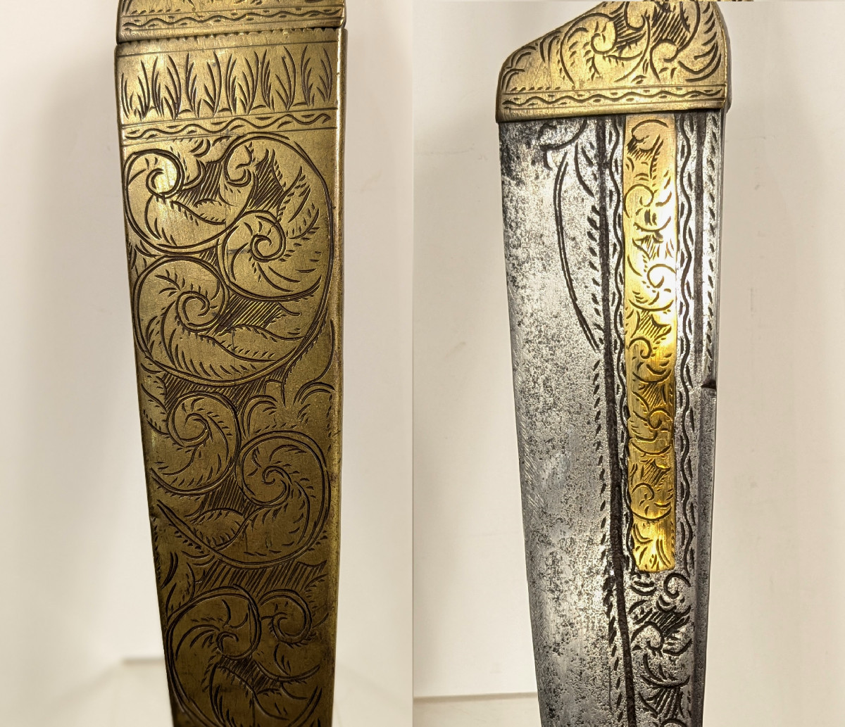Andalusian Dagger - Malaga - Circa Late 18th Century - Engraved Decoration.-photo-3