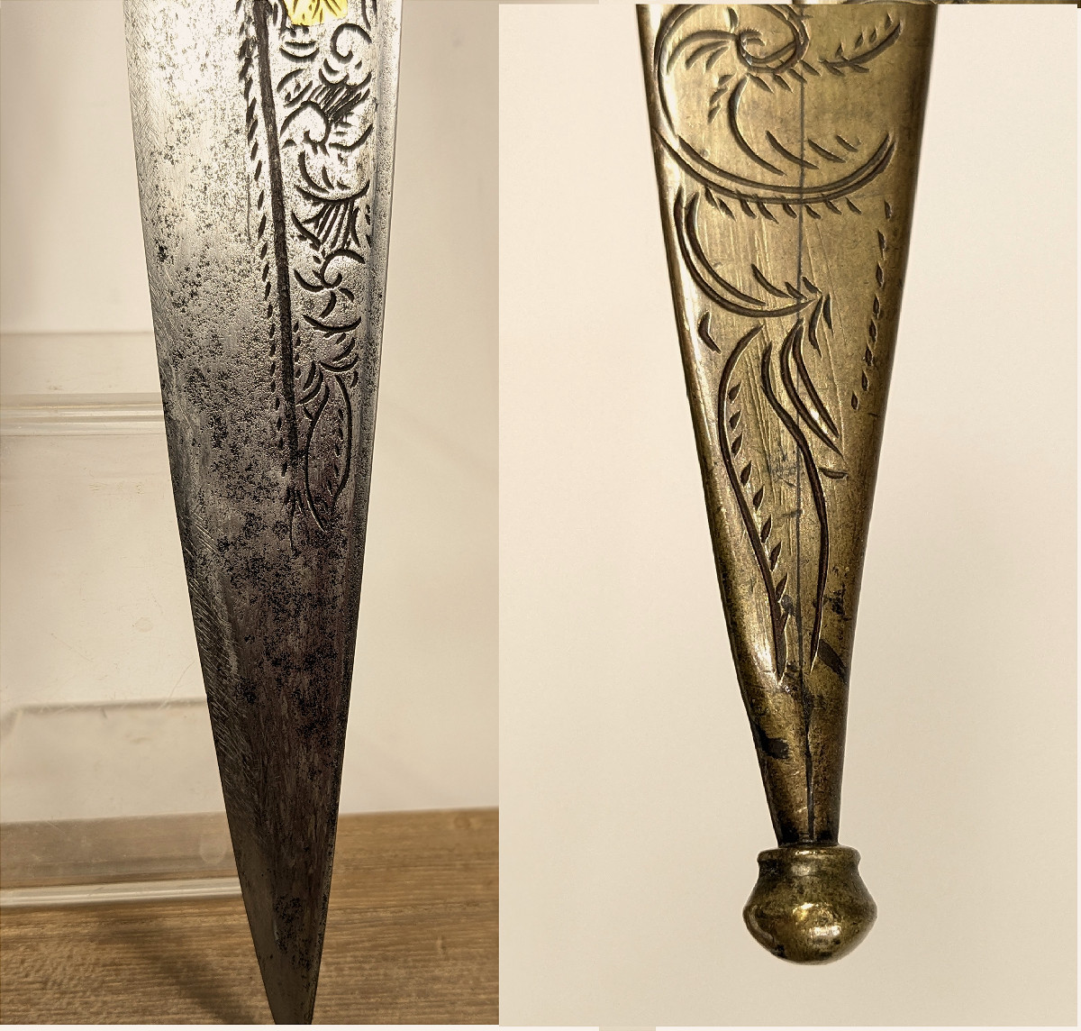 Andalusian Dagger - Malaga - Circa Late 18th Century - Engraved Decoration.-photo-2