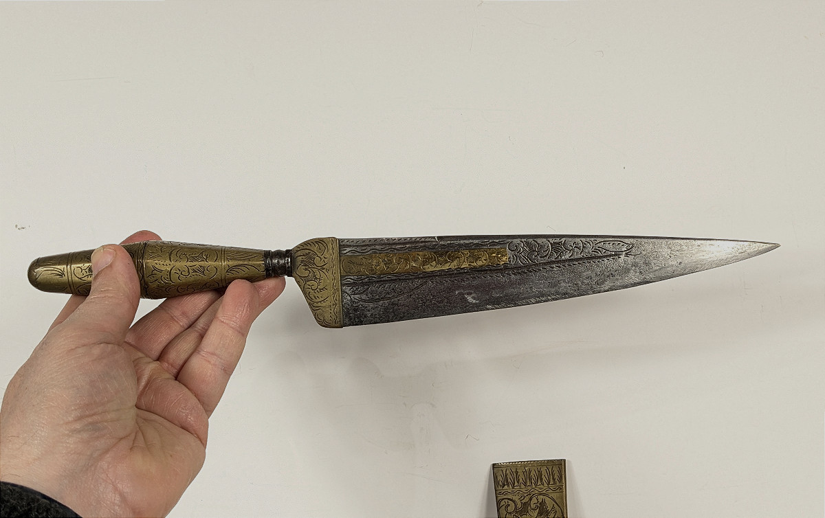 Andalusian Dagger - Malaga - Circa Late 18th Century - Engraved Decoration.-photo-4