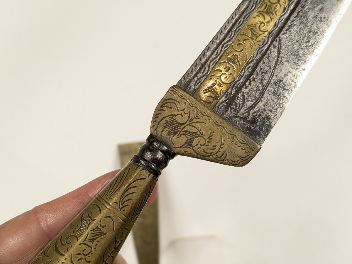 Andalusian Dagger - Malaga - Circa Late 18th Century - Engraved Decoration.-photo-5