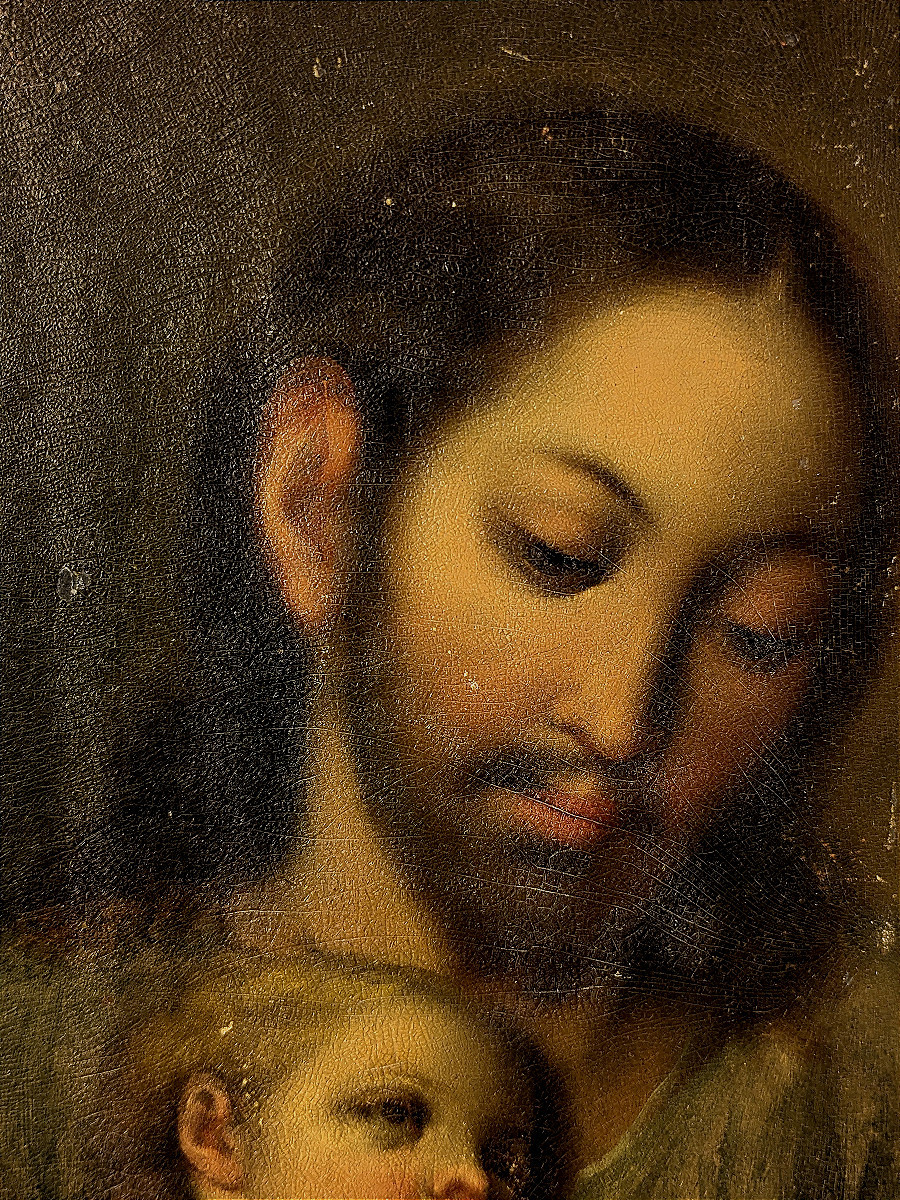 Joseph And The Child Jesus - Oil On Copper Second Half 18th Century Italy ? - To Restore-photo-1