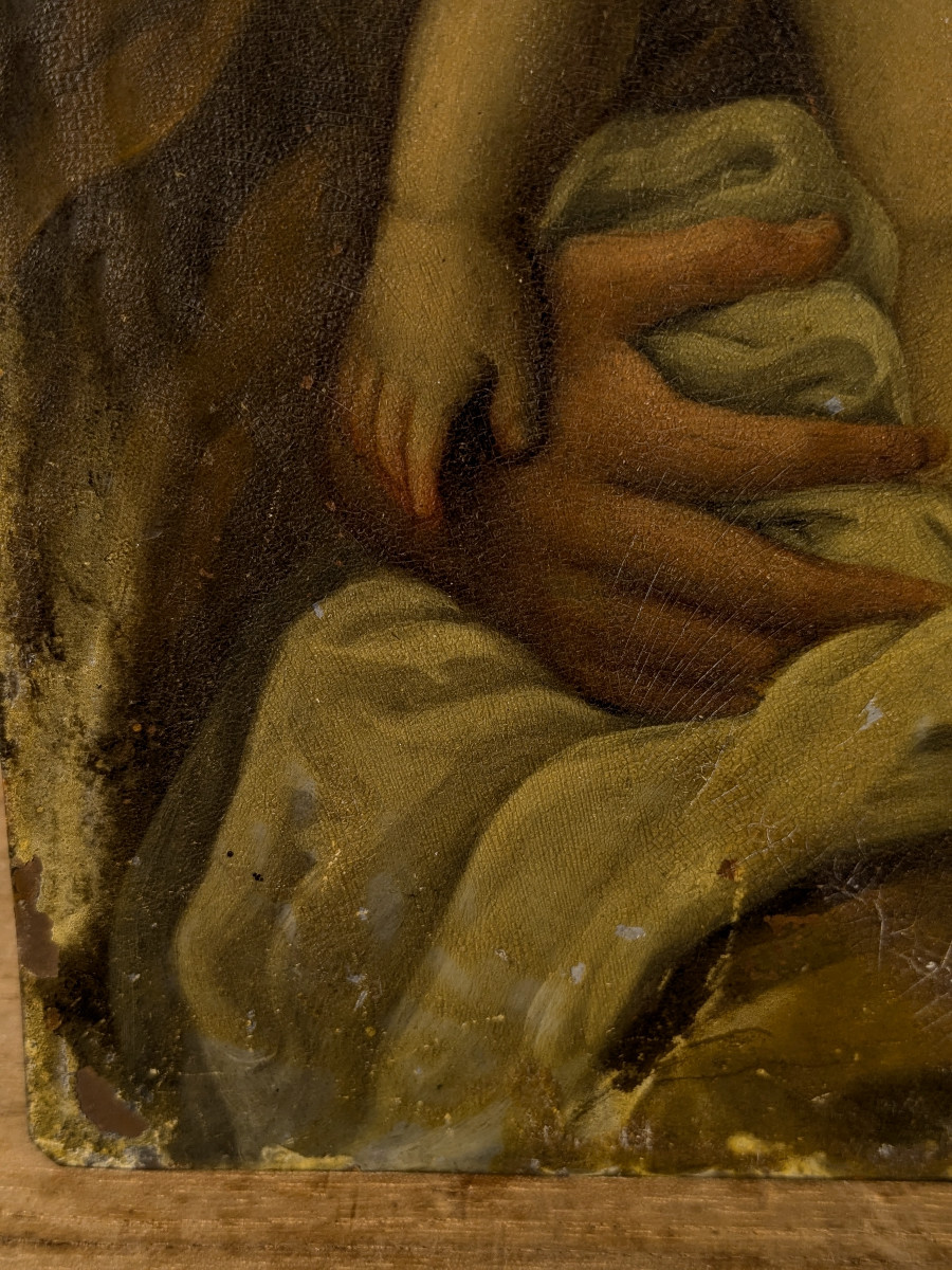 Joseph And The Child Jesus - Oil On Copper Second Half 18th Century Italy ? - To Restore-photo-3