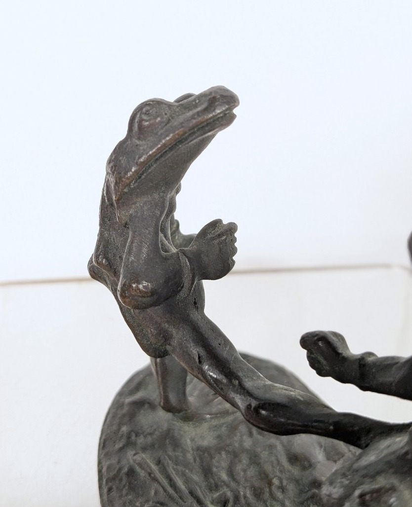 The Boxing Frogs. Nineteenth-century Bronze In The Spirit Of Granville.-photo-4
