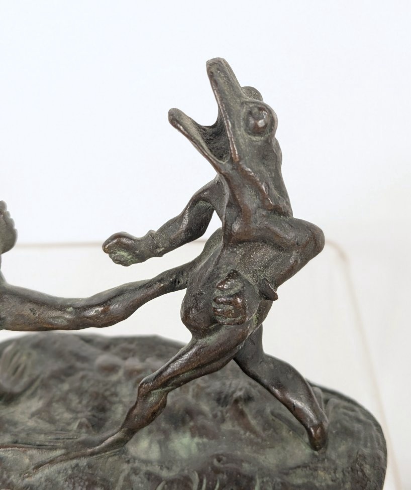 The Boxing Frogs. Nineteenth-century Bronze In The Spirit Of Granville.-photo-1