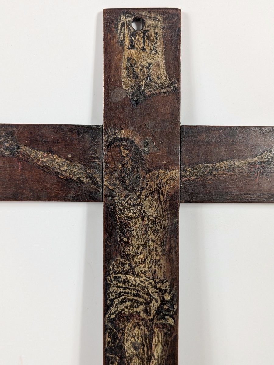 Crucifix peint double face - Italie XVIIIe siècle-photo-3