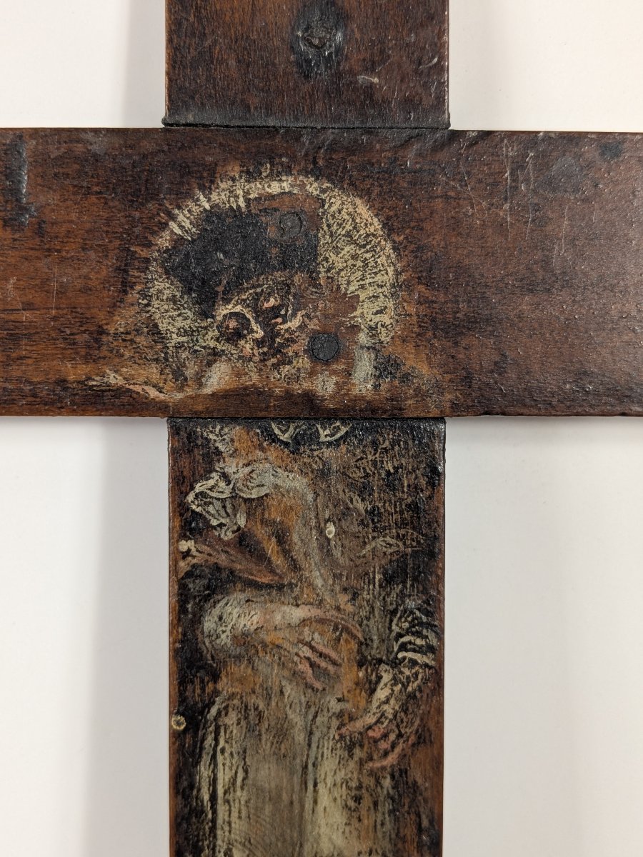 Crucifix peint double face - Italie XVIIIe siècle-photo-4