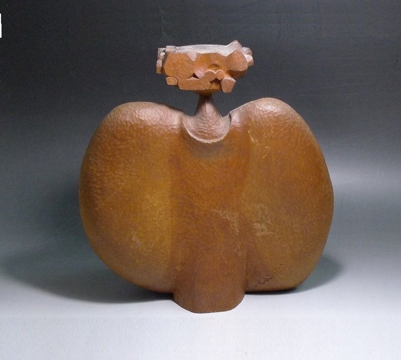 Character With Bird - Vintage Sculpture 1970-80 #-photo-4