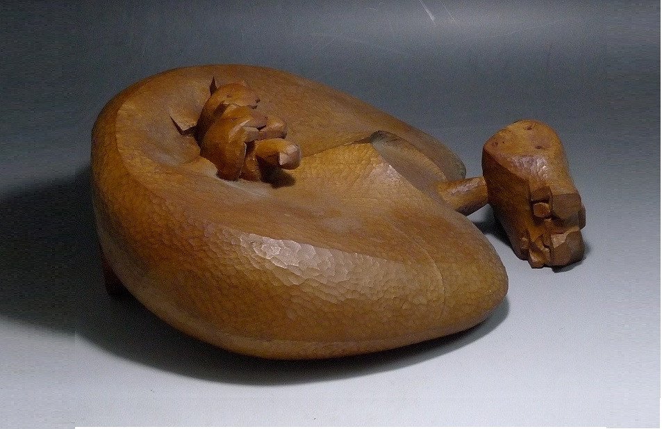 Character With Bird - Vintage Sculpture 1970-80 #-photo-5