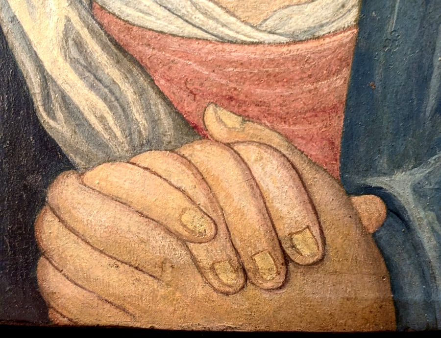 Madone - huile sur panneau époque 1850 dans le style du XVIe siècle-photo-1