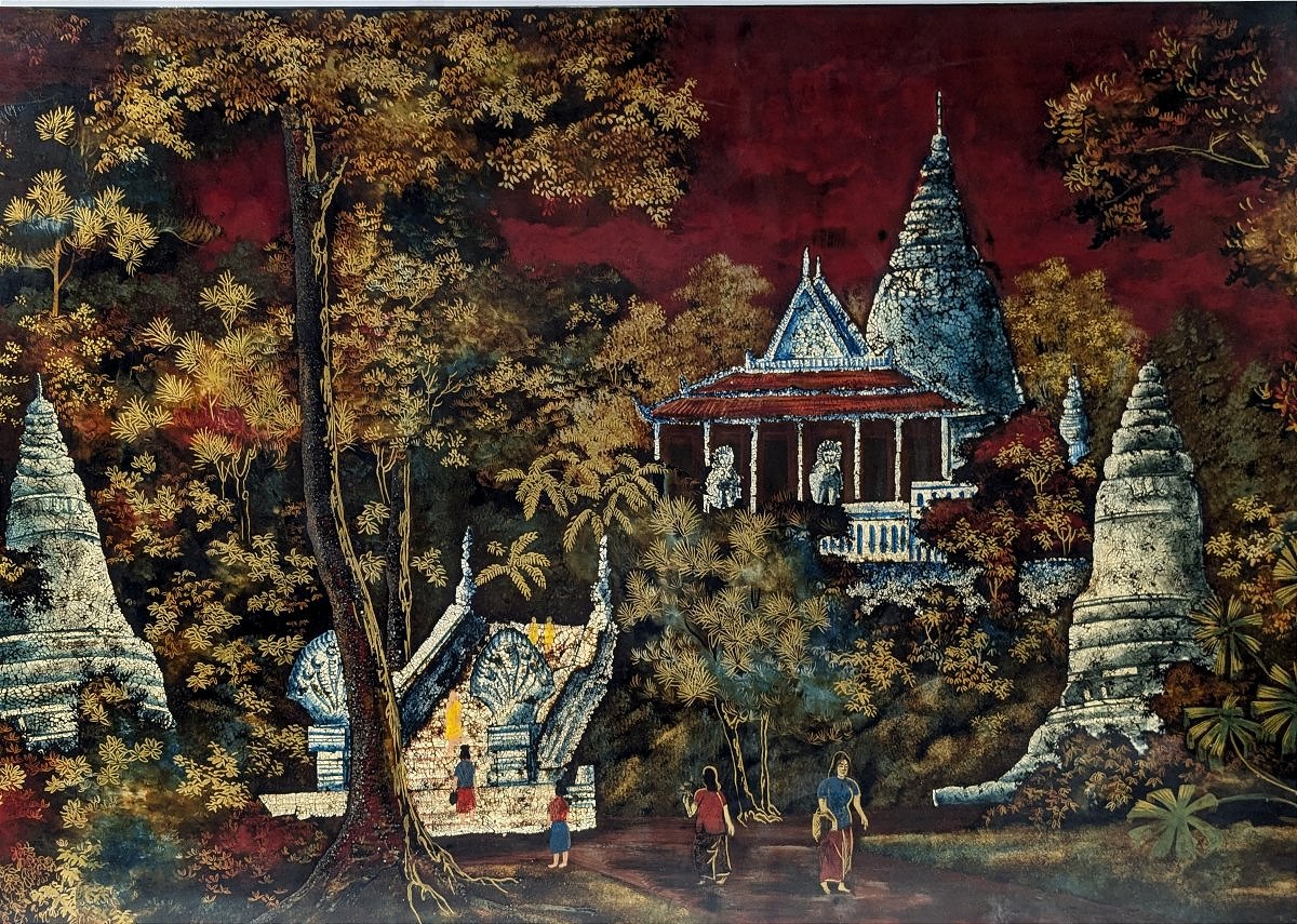 Temples dans la jungle - laque Indochine 1950-60 - Ecole de Hanoï-photo-2