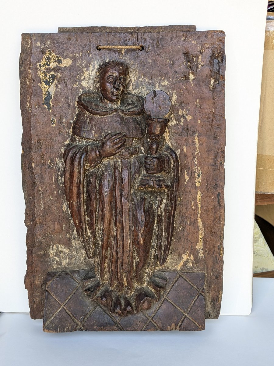 Saint Pascal Baylon And The Blessed Sacrament - Walnut Relief, 17th Century, Spain-photo-2