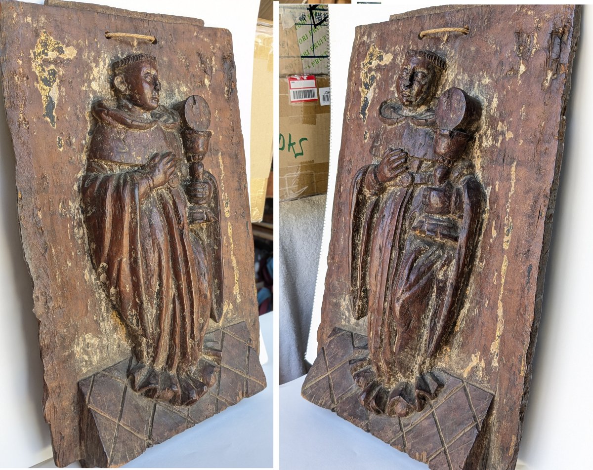 Saint Pascal Baylon And The Blessed Sacrament - Walnut Relief, 17th Century, Spain-photo-1