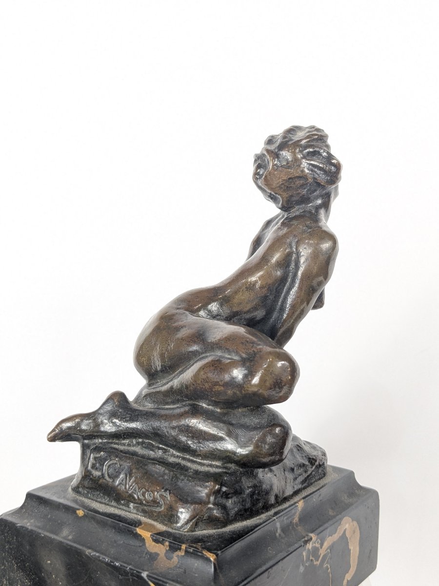 Nu Moqueur - Bronze 1920-30 Par Emmanuel Cavacos-photo-3
