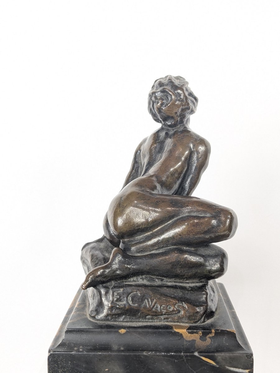 Nu Moqueur - Bronze 1920-30 Par Emmanuel Cavacos-photo-4