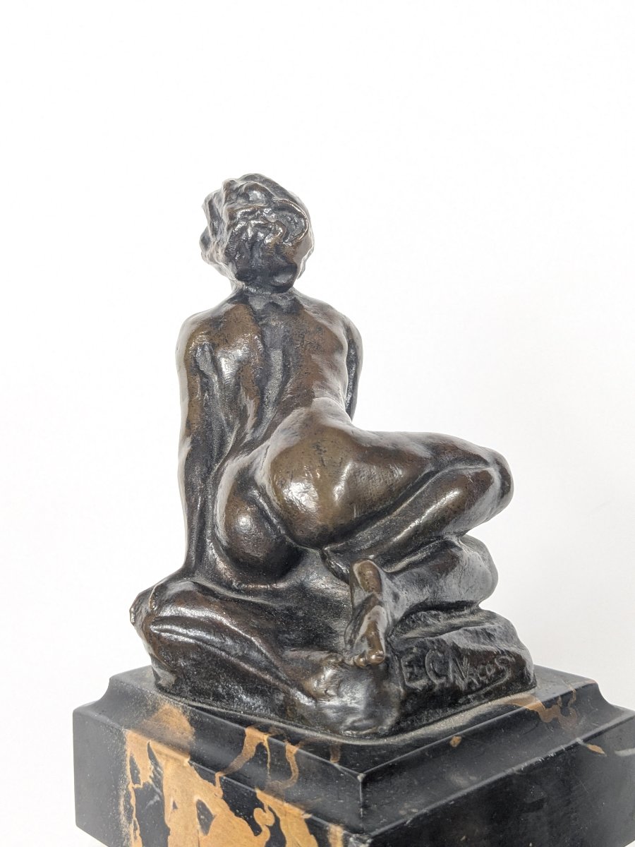Nu Moqueur - Bronze 1920-30 Par Emmanuel Cavacos-photo-1