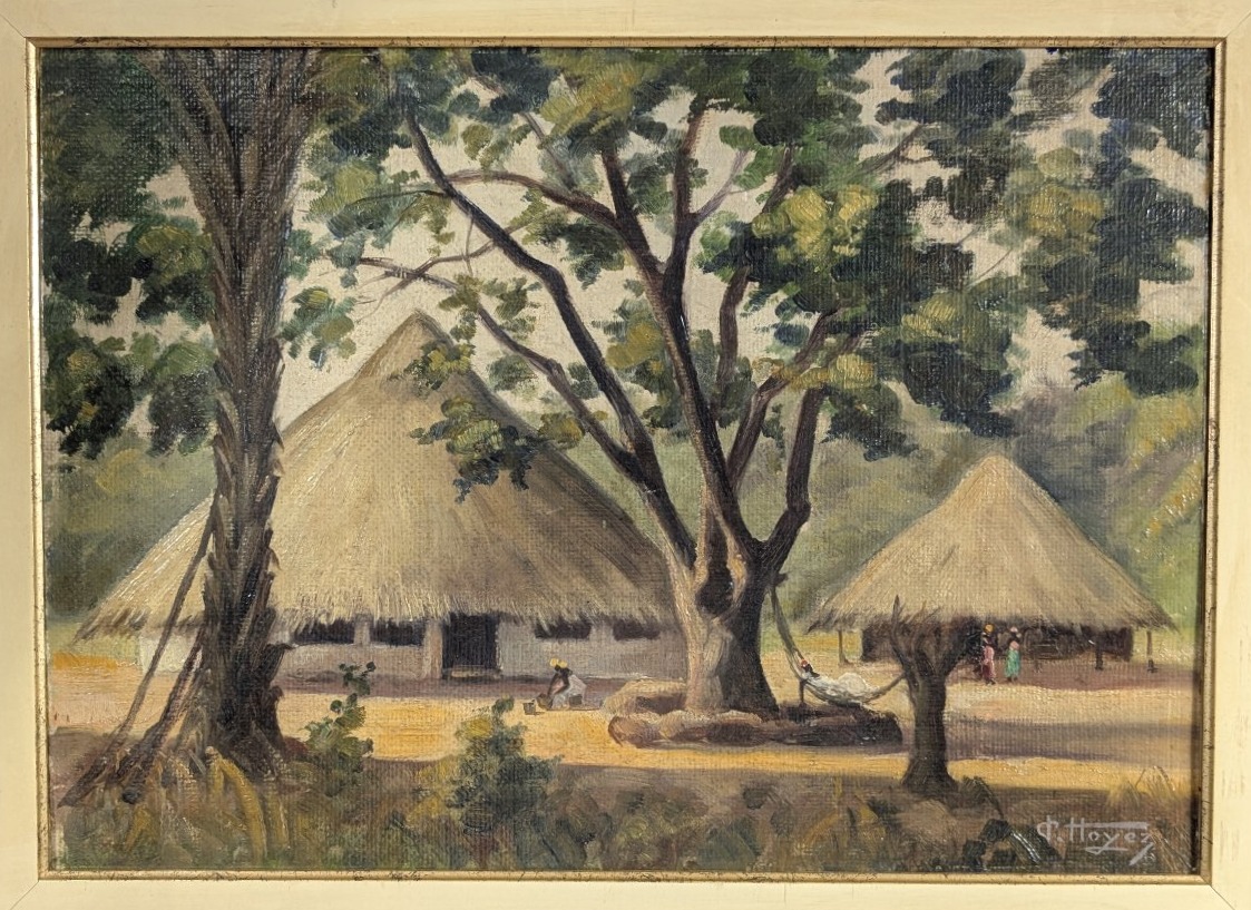 Cases à Dabondy - Conakri 1949 - huile.