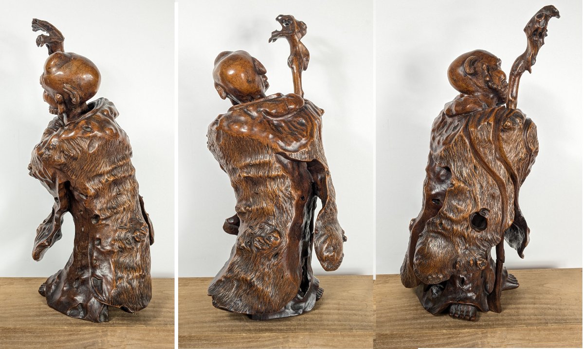Li Tieguai, sculpture en racine - chine XIXe - un Immortel de la tradition taoïste.-photo-2