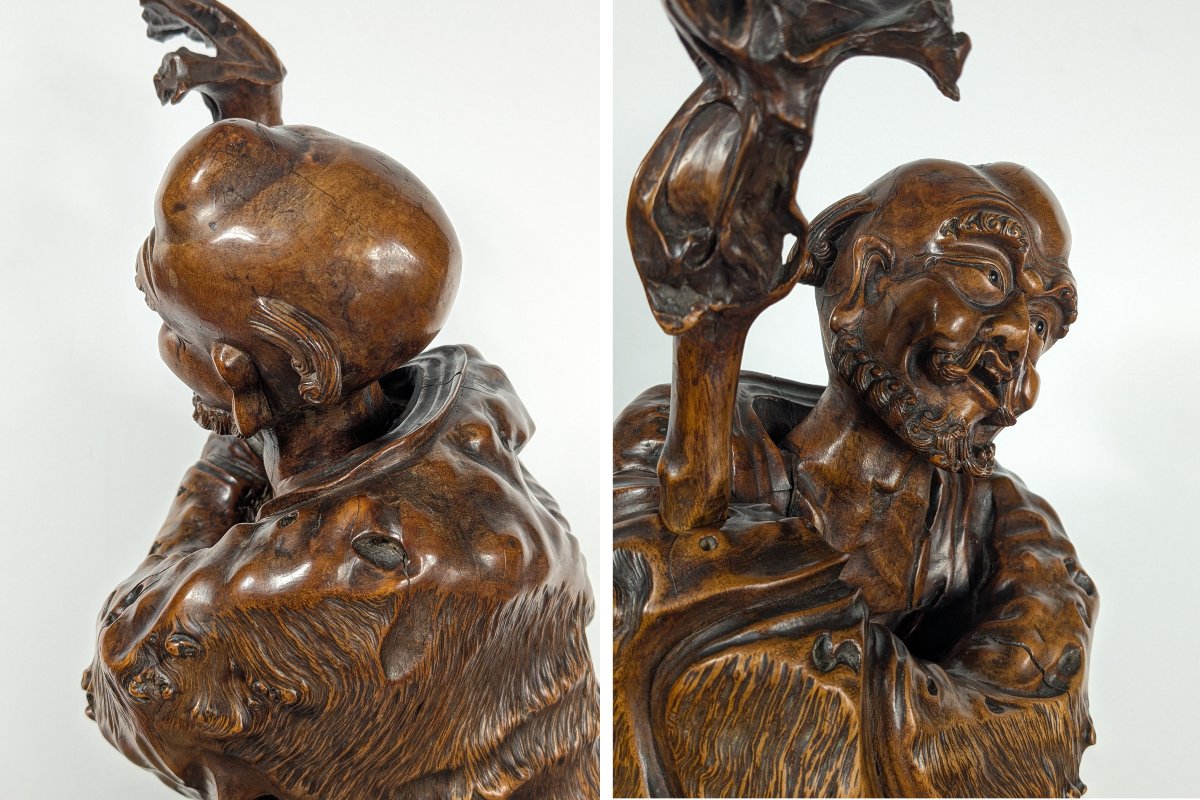 Li Tieguai, sculpture en racine - chine XIXe - un Immortel de la tradition taoïste.-photo-5