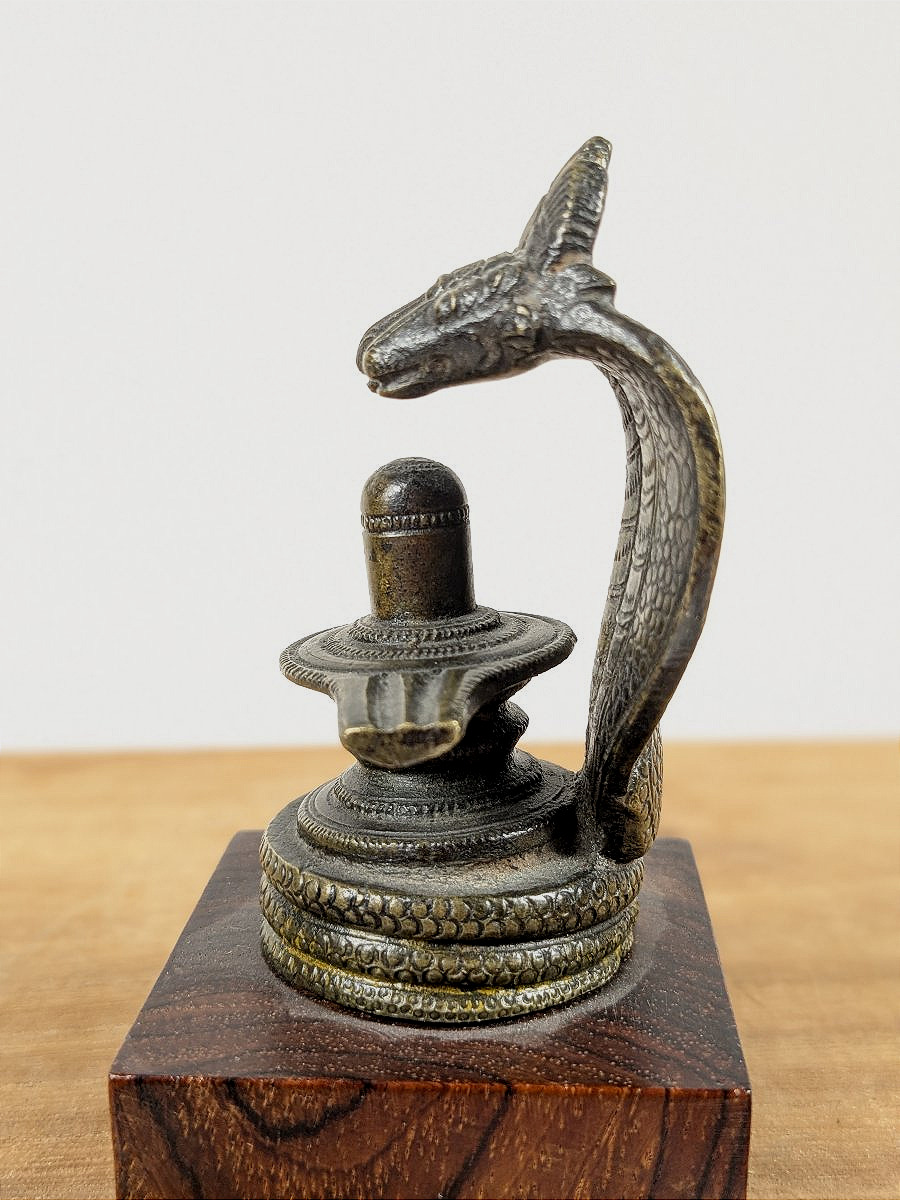 Shiva Lingam  et le serpent - bronze Inde XIXe siècle-photo-2