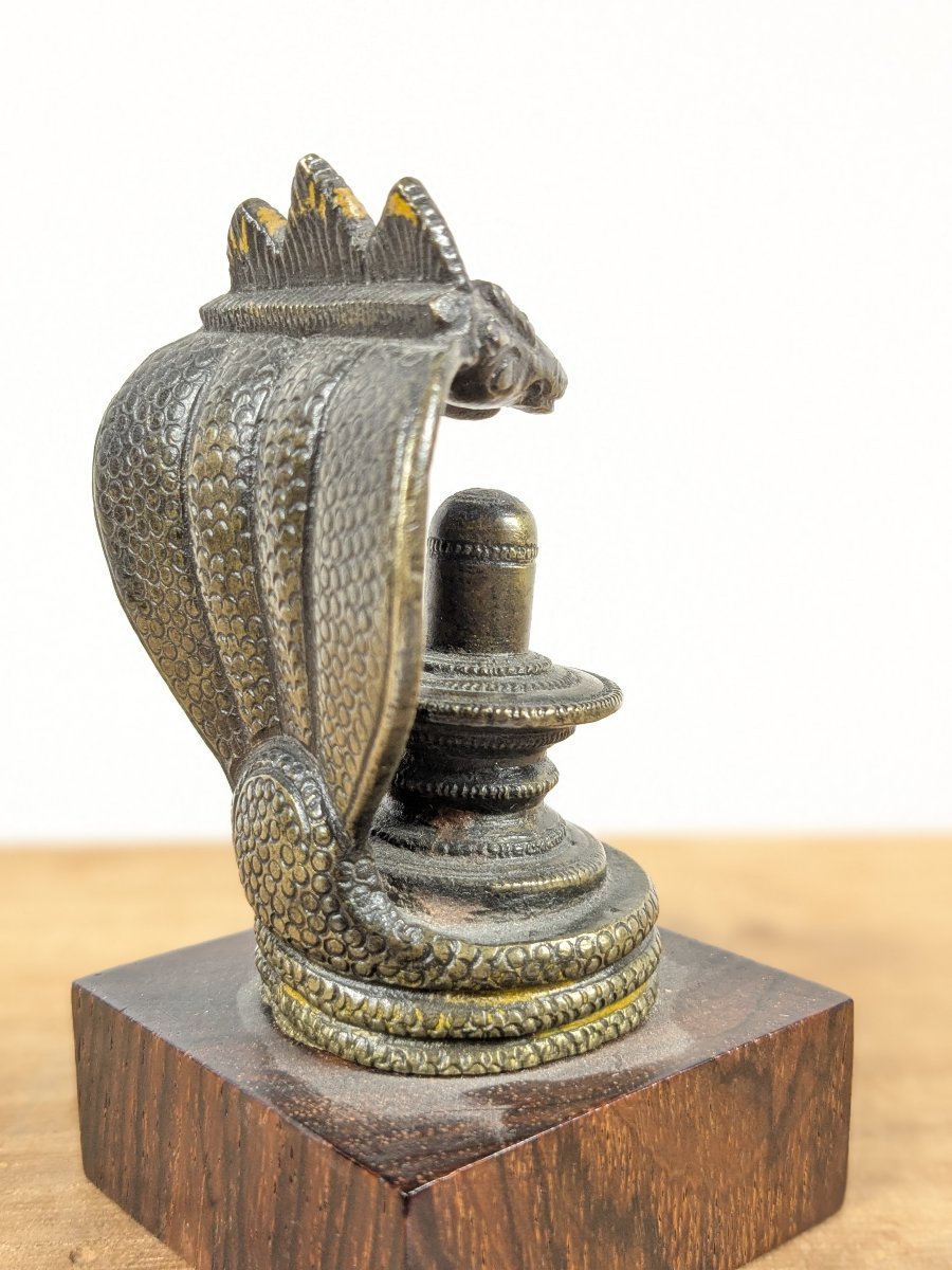 Shiva Lingam  et le serpent - bronze Inde XIXe siècle-photo-4