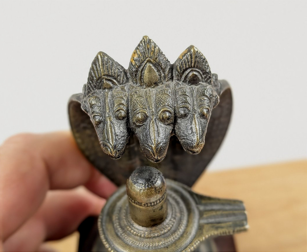 Shiva Lingam  et le serpent - bronze Inde XIXe siècle-photo-2