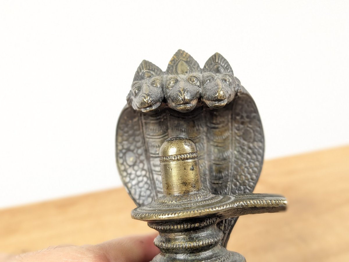 Shiva Lingam  et le serpent - bronze Inde XIXe siècle-photo-2