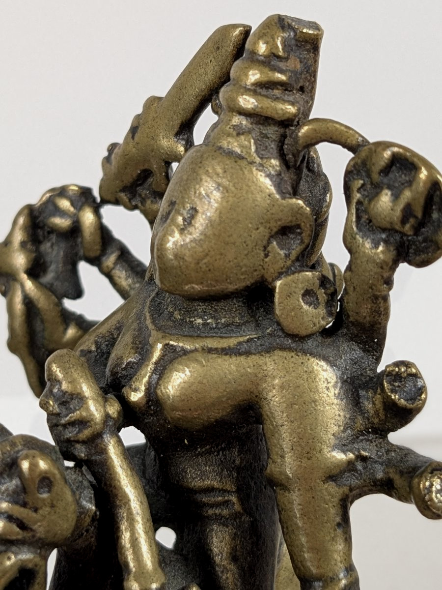 Vishnu On A Chimera, Defeating An Enemy—bronze, India, 18th Century Or Earlier-photo-1