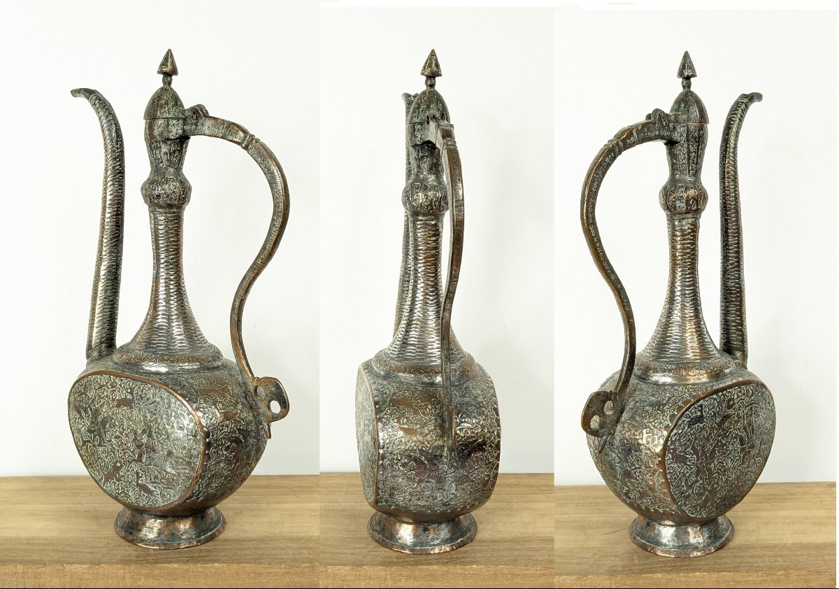 Persian Ewer—copper, 19th Century—iran, Qajar Period-photo-3